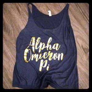 Alpha omicron pi tank top gold